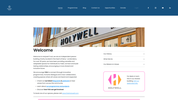 Screenshot of the Holywell Trust website