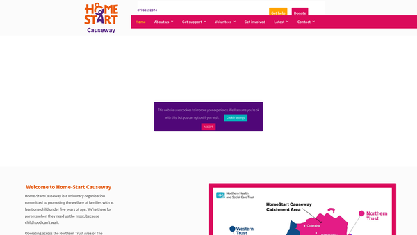 Screenshot of the Home-Start Causeway website