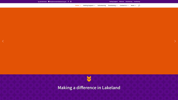 Screenshot of the Home-Start Lakeland website