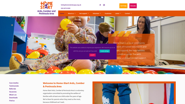 Screenshot of the Home-Start Ards Comber and Peninsula Area website