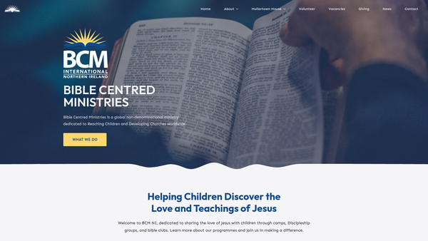 Screenshot of the BCM International NI website