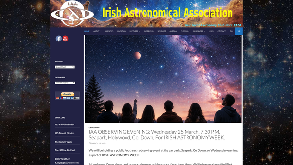 Screenshot of the Irish Astronomical Association website