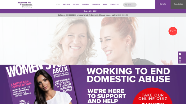 Screenshot of the Women's Aid Antrim, Ballymena, Carrickfergus, Larne and Newtownabbey website