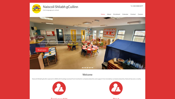 Screenshot of the Cairde Naíscoil Sliabh gCuillinn website