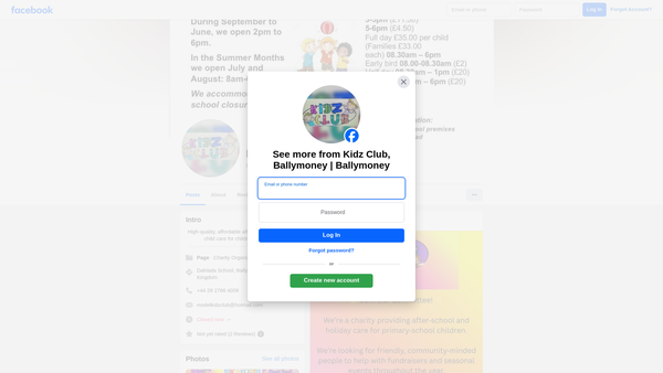 Screenshot of the Model Kidz Club website