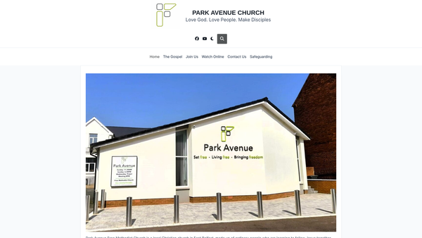 Screenshot of the Park Avenue Free Methodist Church Belfast website