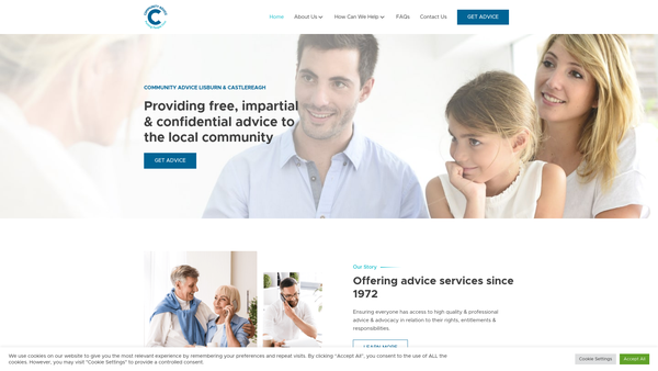 Screenshot of the Community Advice Lisburn & Castlereagh website