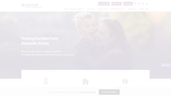 Screenshot of the North Down & Ards Women's Aid website