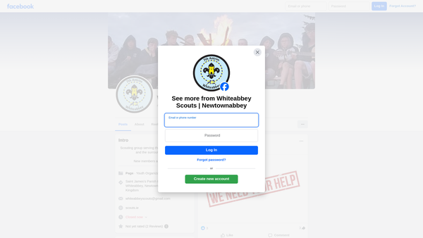 Screenshot of the 7th Antrim Whiteabbey Scout Group Scouting Ireland website