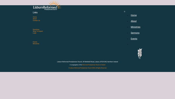 Screenshot of the Lisburn Reformed Presbyterian Church website