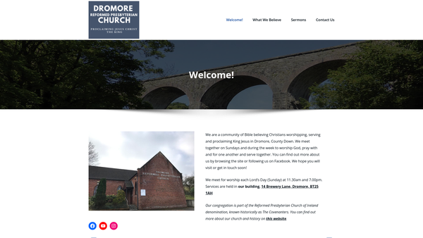 Screenshot of the Dromore Congregation of the Reformed Presbyterian Church of Ireland website