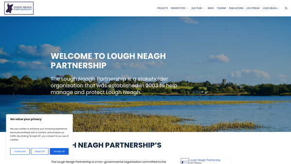 Screenshot of the Lough Neagh Partnership Ltd website