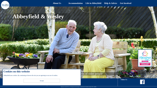 Screenshot of the Abbeyfield & Wesley Housing Association Ltd website