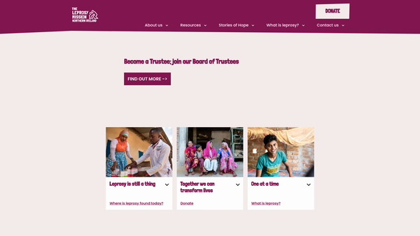 Screenshot of the The Leprosy Mission Northern Ireland website