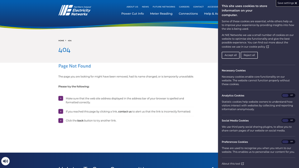 Screenshot of the NIE Networks Staff & Pensioners Charity Fund website