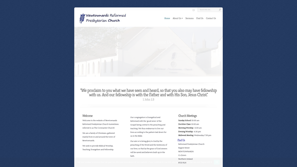 Screenshot of the Newtownards Reformed Presbyterian Church website