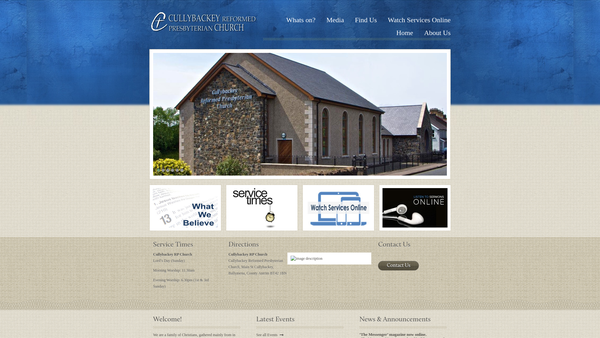 Screenshot of the Cullybackey Reformed Presbyterian Church website
