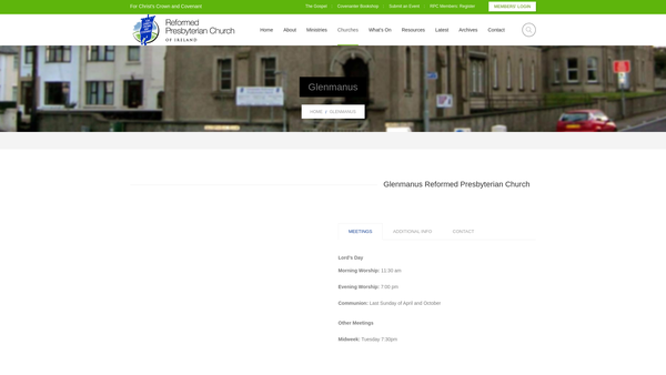 Screenshot of the Glenmanus Reformed Presbyterian Church Portrush website