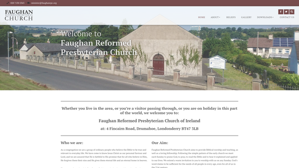 Screenshot of the Faughan Reformed Presbyterian Church of Ireland website