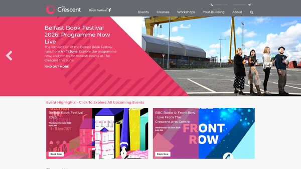 Screenshot of the Crescent Arts Centre website