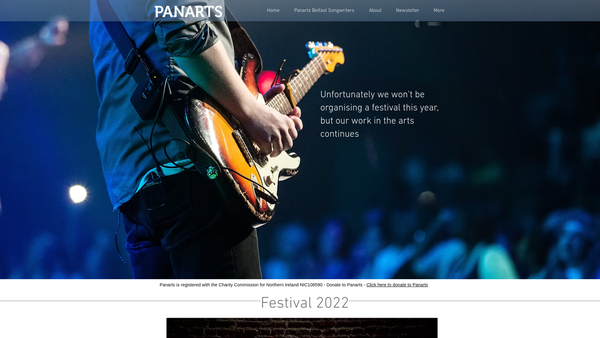 Screenshot of the Panarts website