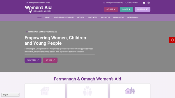 Screenshot of the Omagh Women's Aid website