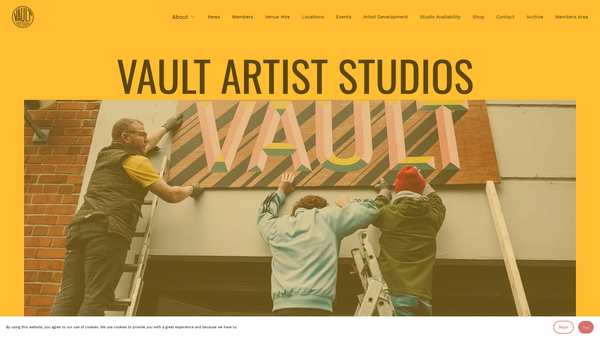 Screenshot of the Vault Artist Studios website