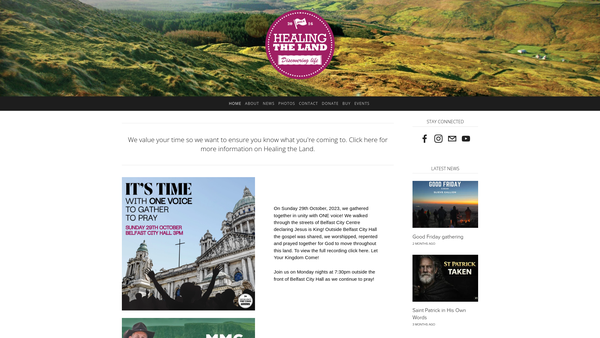 Screenshot of the Healing the Land website