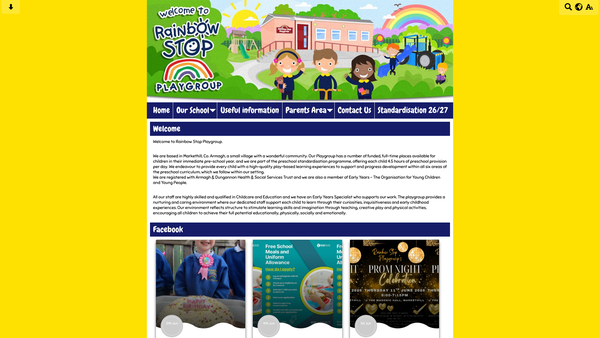 Screenshot of the Rainbow Stop Playgroup website