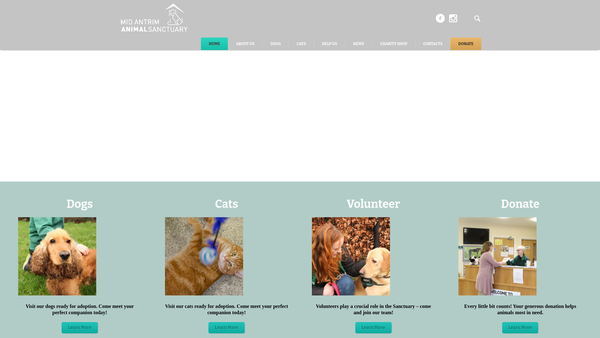 Screenshot of the Mid Antrim Animal Sanctuary website