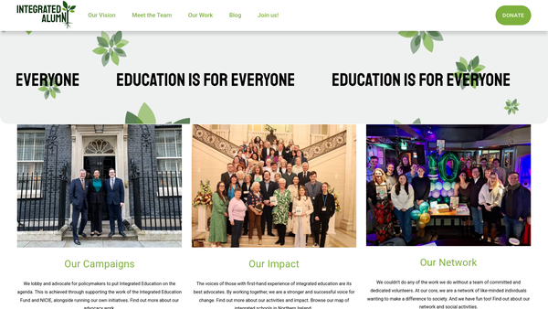 Screenshot of the Integrated AlumNI website
