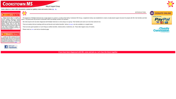 Screenshot of the Cookstown MS Help and Support website