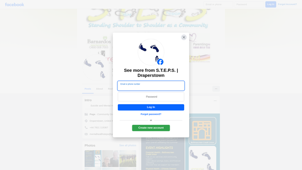 Screenshot of the S.T.E.P.S. Mental Health (Suicide-Talking-Education-Prevention-Support) website