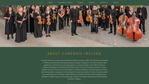 Screenshot of the Camerata Ireland website