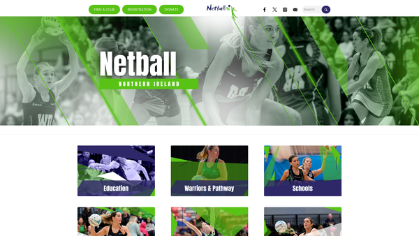 Screenshot of the Northern Ireland Netball website