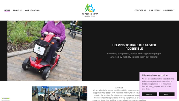 Screenshot of the Shopmobility Mid Ulster website