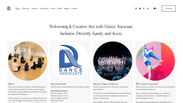 Screenshot of the Dance Associate Ltd website