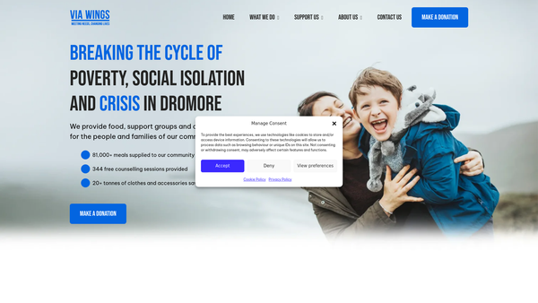 Screenshot of the Via Wings website