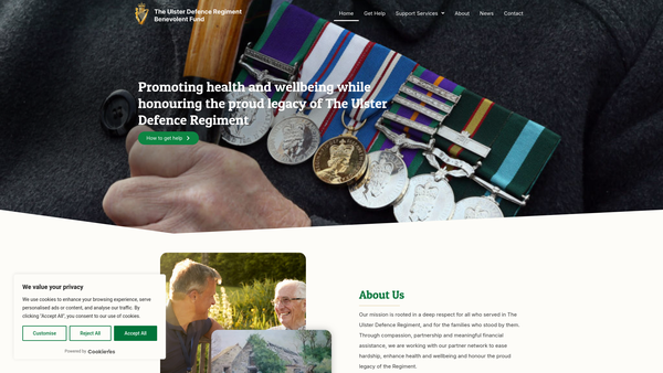 Screenshot of the The Ulster Defence Regiment Benevolent Fund website