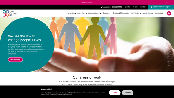 Screenshot of the Law Centre (N.I.) website