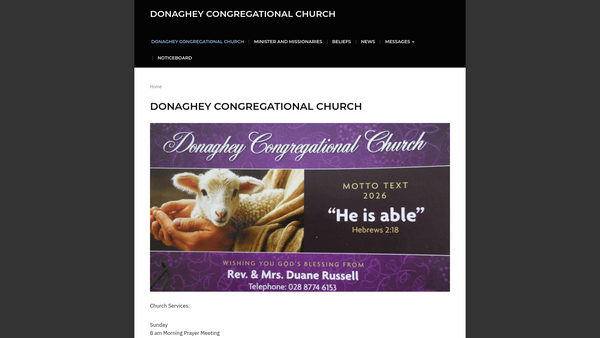 Screenshot of the Donaghey Congregational Church website