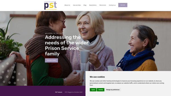 Screenshot of the The Prison Service Trust website