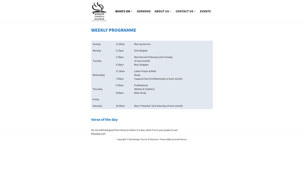 Screenshot of the Bangor Church of the Nazarene website