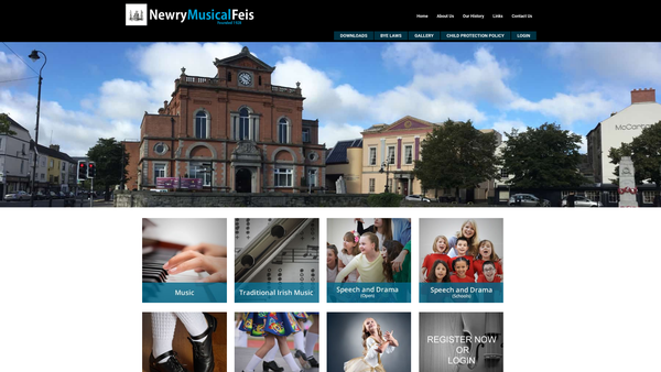 Screenshot of the Newry Musical Feis website