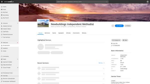 Screenshot of the Fellowship of Independent Methodist Churches - Newbuildings website