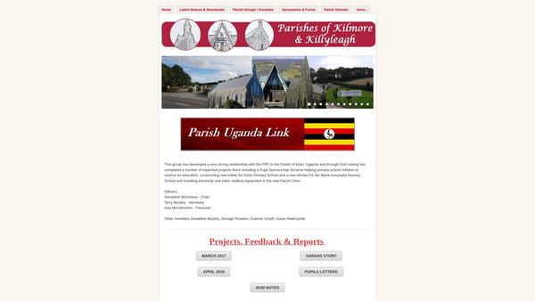 Screenshot of the Parish Uganda Link website
