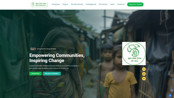 Screenshot of the Friends of Umbrella Nepal website