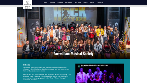 Screenshot of the Fortwilliam Musical Society website
