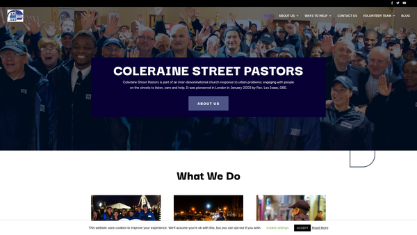 Screenshot of the Coleraine Street Pastors website