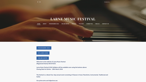 Screenshot of the Larne Music Festival website